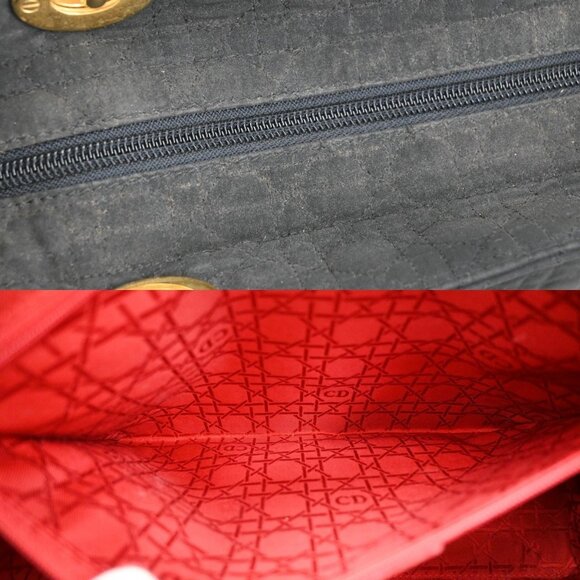 CHRISTIAN DIOR Lady Cannage Tote Hand Bag Nylon Leather Black GHW Italy 73FC009 - Picture 11 of 16